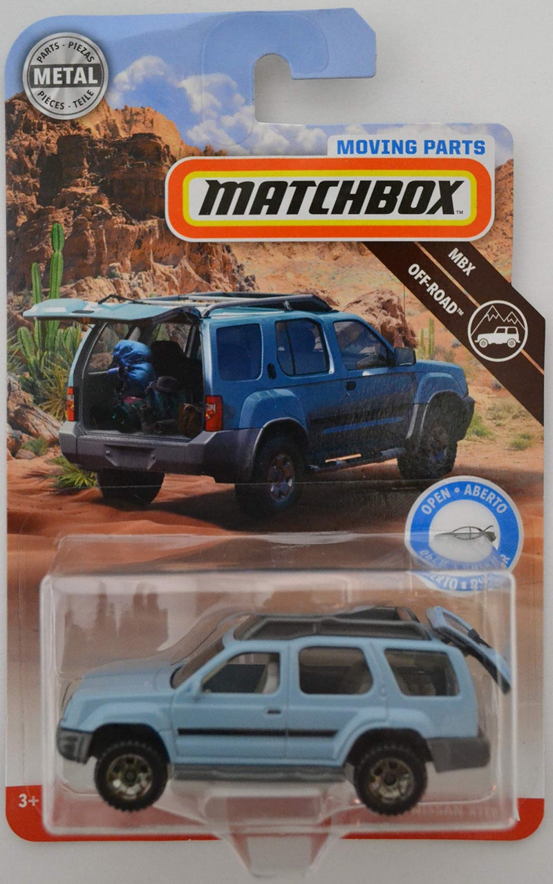 MATCHBOX Light Blue 2000 Nissan Xterra 2018 Matchbox Moving Parts Off-Road Series 1:64 Scale Collectible Die Cast Metal Toy Car Model with Opening Hatchback - Image 1